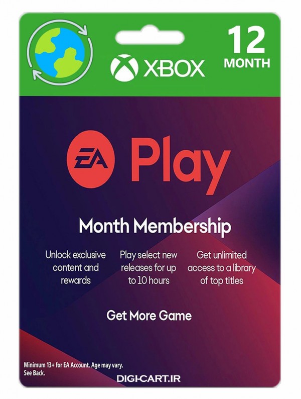 عکس گیفت کارت ایکس باکس EA Play یکساله (Global/Renewal/Code)