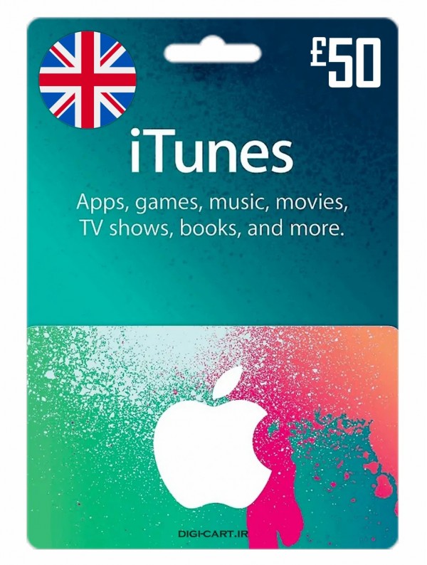عکس گیفت کارت آیتونز 50 پوندی انگلیس (UK)
