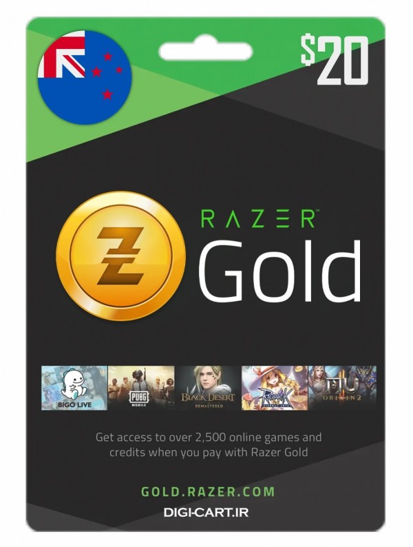 عکس گیفت کارت ریزر گلد 20 دلاری نیوزیلند (NZ)