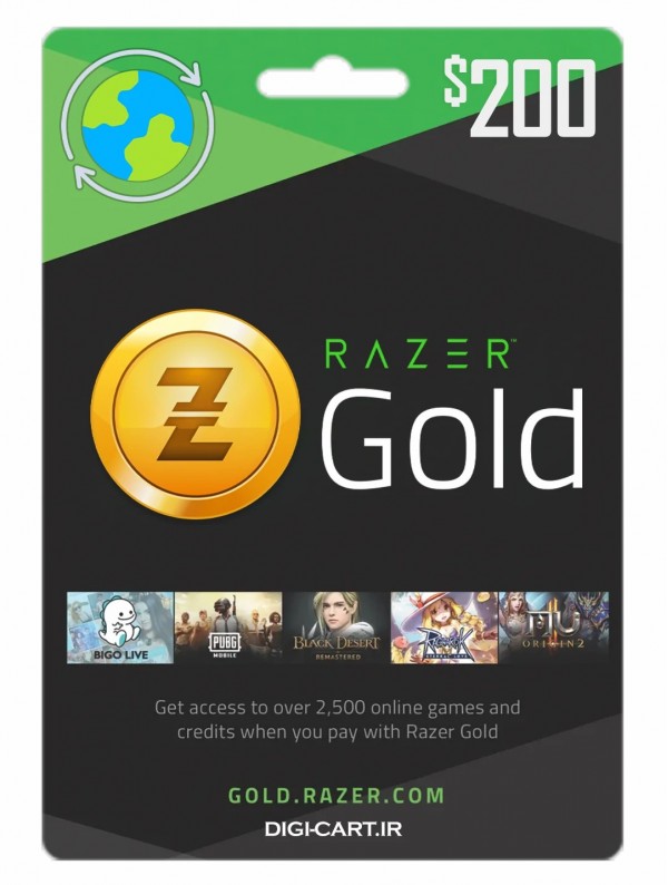 عکس گیفت کارت ریزر گلد 200 دلاری گلوبال (Global)