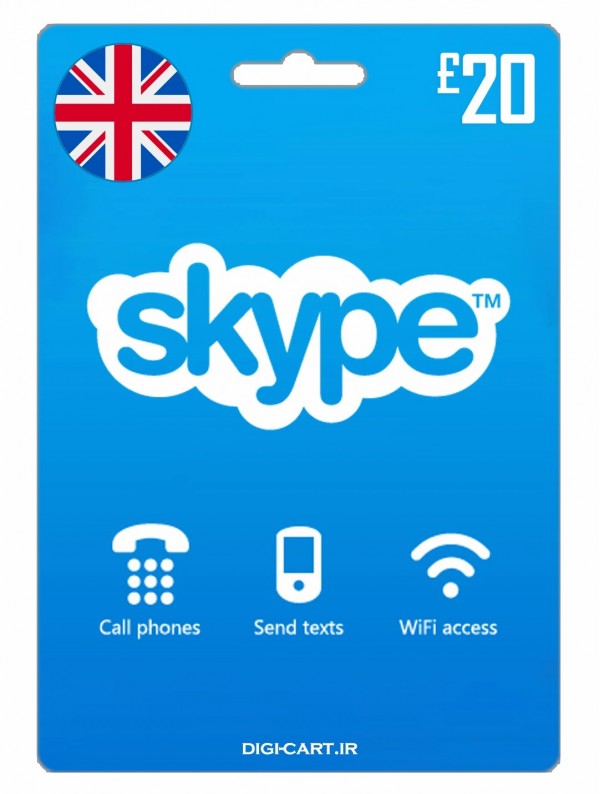 عکس گیفت کارت اسکایپ 20 پوندی انگلیس (UK)